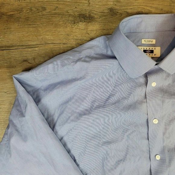 Joseph Abboud Button Up Shirt Wrinkle Free Classic Fit Long Sleeve Blue Collared - Picture 2 of 7